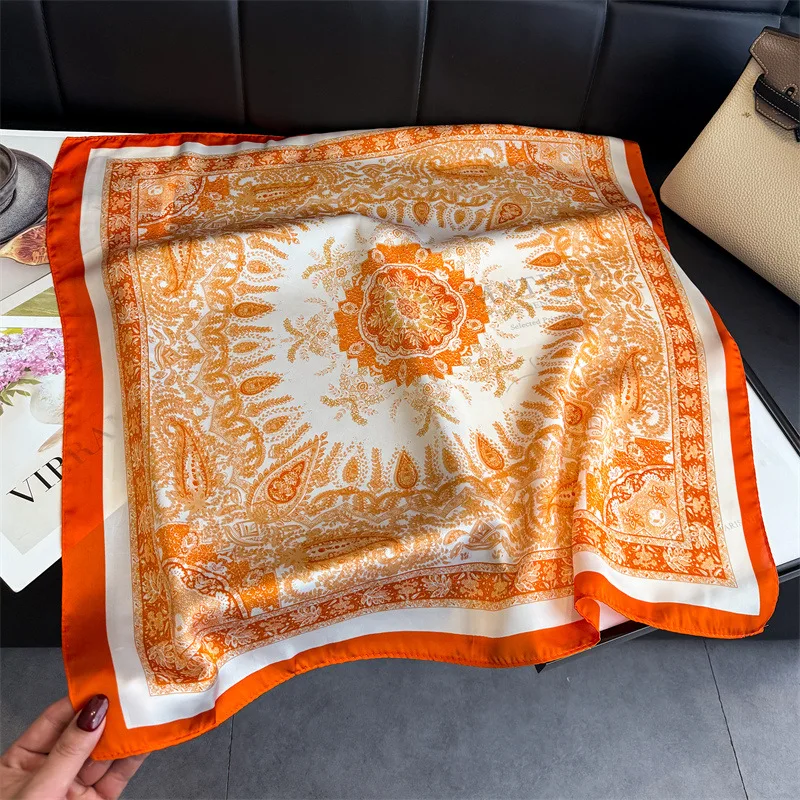 

70cm Square Silk Scarf for Women Fashion Ladies Satin Neck Hair Tie Bandana Female Foulard Beach Stoles Hijab Scarves Pareo
