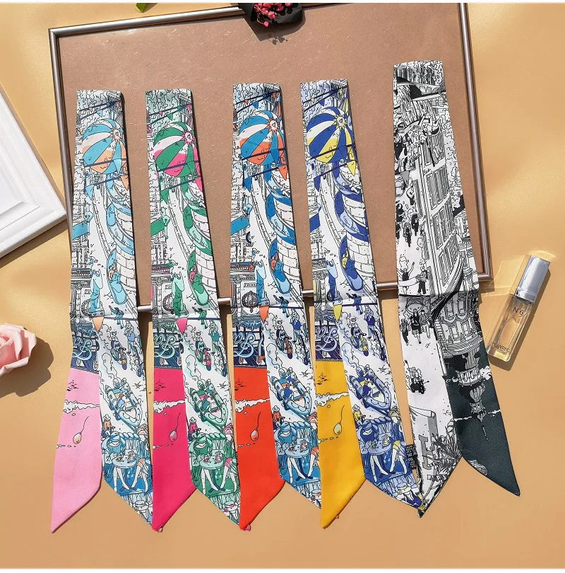 

5*90 см Эйфелева башня Корея универсальный саржевый шелковый шарф женский шарф декоративный маленький шарф повязка на голову галстук сумка лента стример