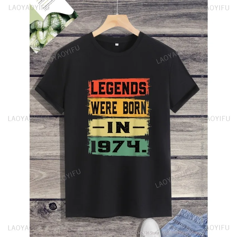 Classic Vintage Born In 1974 Retro 70s  Birthday Year Tshirt Men Women Unisex T Shirt Tops Streetwear Comfort Summer Tee Casual