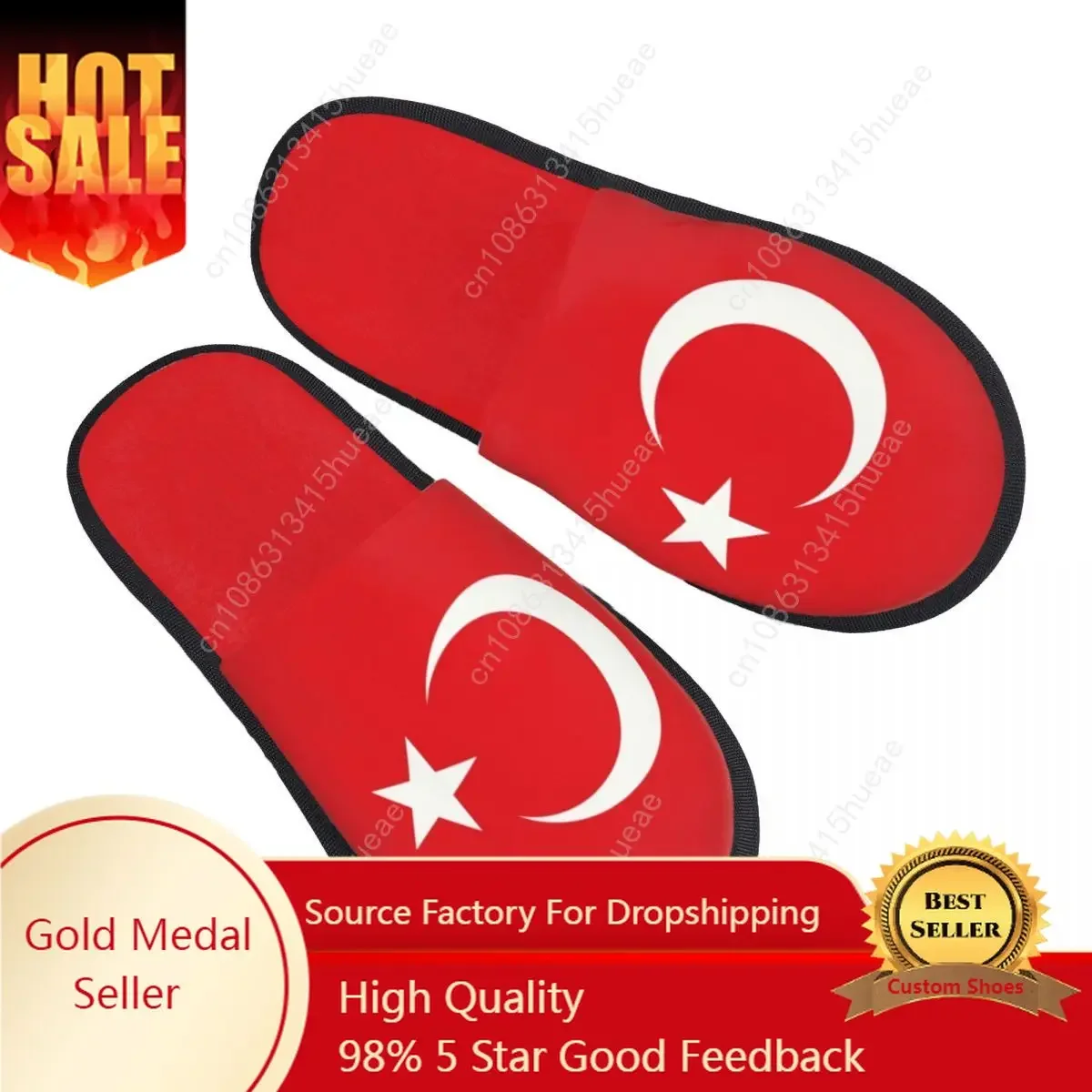 

Flag Of Turkey Comfy Scuff Memory Foam Slippers Women Patriotism Bedroom House Shoes