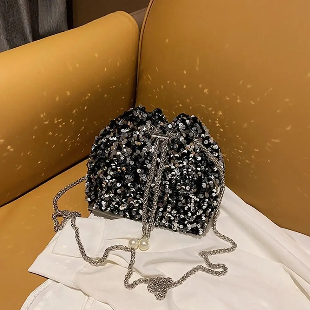 Chain Sequin Shoulder Bag Evening Banquet Bag Tassel Crossbody Bag Fashion Bucket Bag Gift