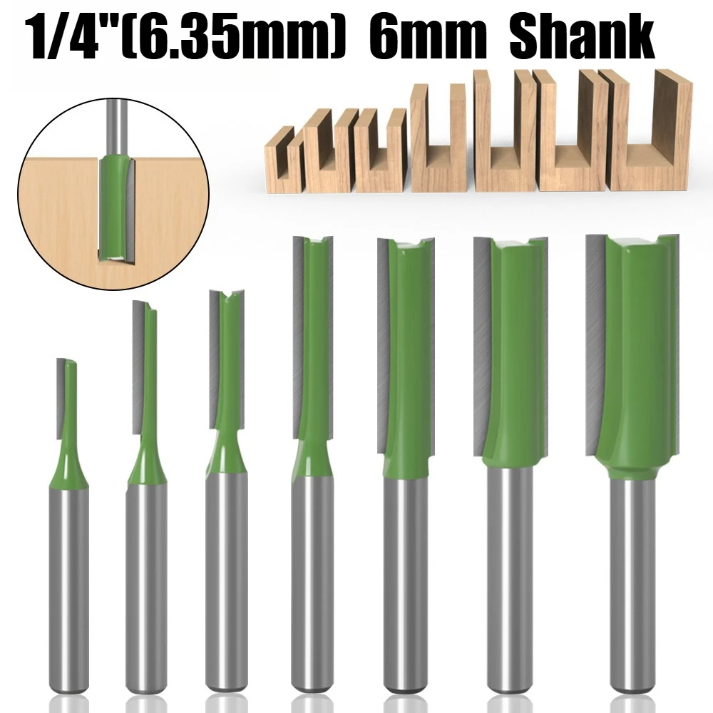 

Набор фрез для деревообработки с хвостовиком 1/4" (6 мм), прямые фрезы из карбида вольфрама, диаметр 3-12 мм