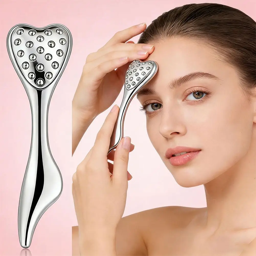 Heart Ice Massage Spoon Cold Compress Facial Roller Stick Rhinestone Anti Puffiness Eye Face Lifting Massage Tool