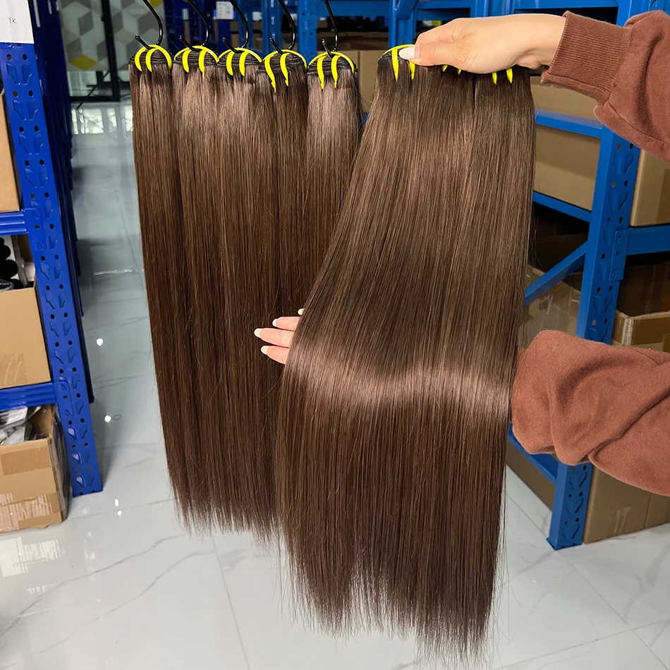 Straight #2 Color Human Hair Bundles Double Weft Vietnamese Virgin Hair Extensions Weave 16-30 Inches 100 Grams For Black Women view 4