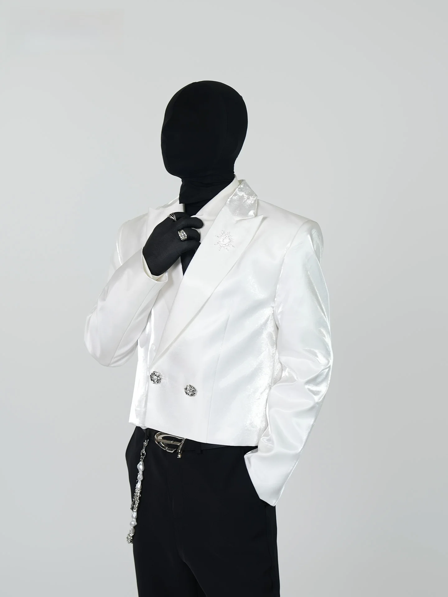 

VE2 Liquid adient ort oulder Pad Suit Jaet Men's Faion Stage Performance Casual Long Sve Busin Leisure Coat