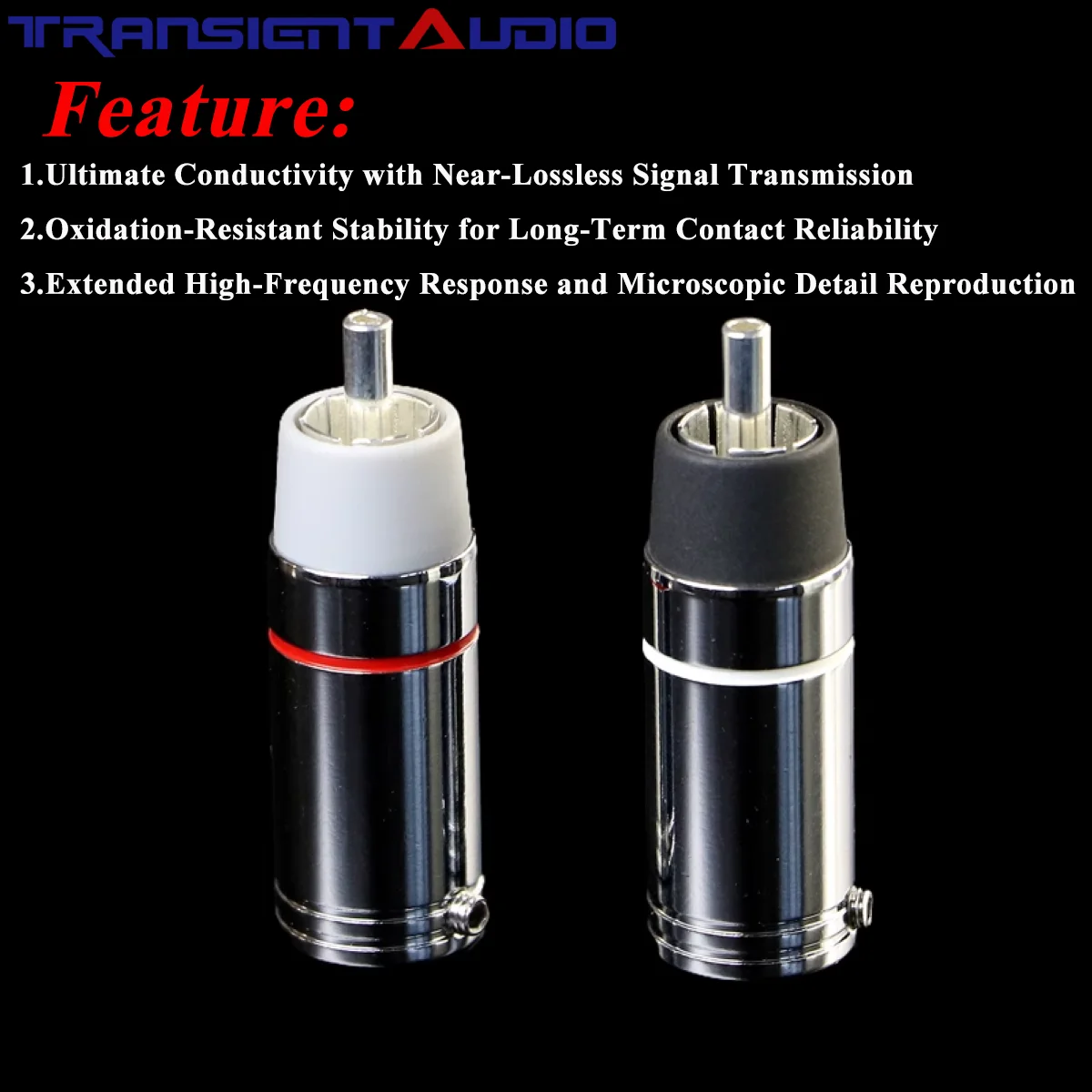 TRANSIENTHI-FIAUDIO Audiophile-Grade 5N Pure Silver RCA Connector Plug - HiFi Contacts for High-Fidelity Signal Transmission