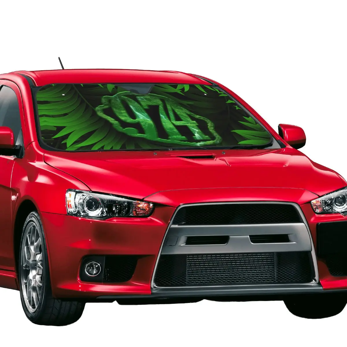 Custom 974 Green Tropikal Leaves Car Windshield Sunshade Folding Reunion Island Sun Blocker Car Window Shades