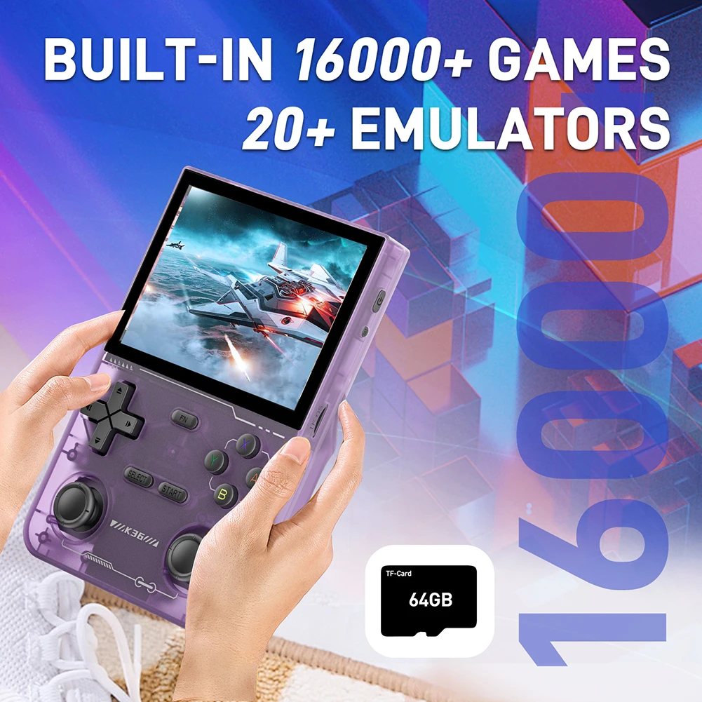 

K36 Retro Handheld Video Game Console 3500 MAh Battery 3.5 Inch IPS Screen Handheld Game Player for PSP/MAME/SS/DC/N64 Emulator