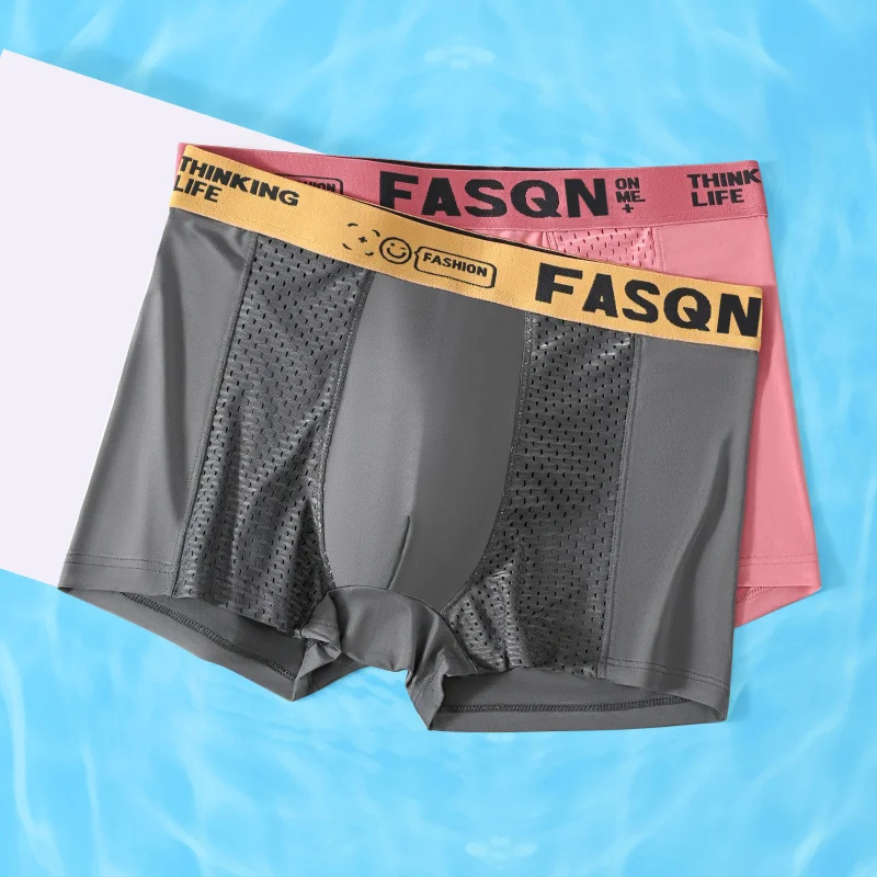 3PCS Luxury Underwear Men Underpants Thin Boxer Large Size Breathable Men's Panties Quick Drying Ice Silk Shorts Plus Underwears