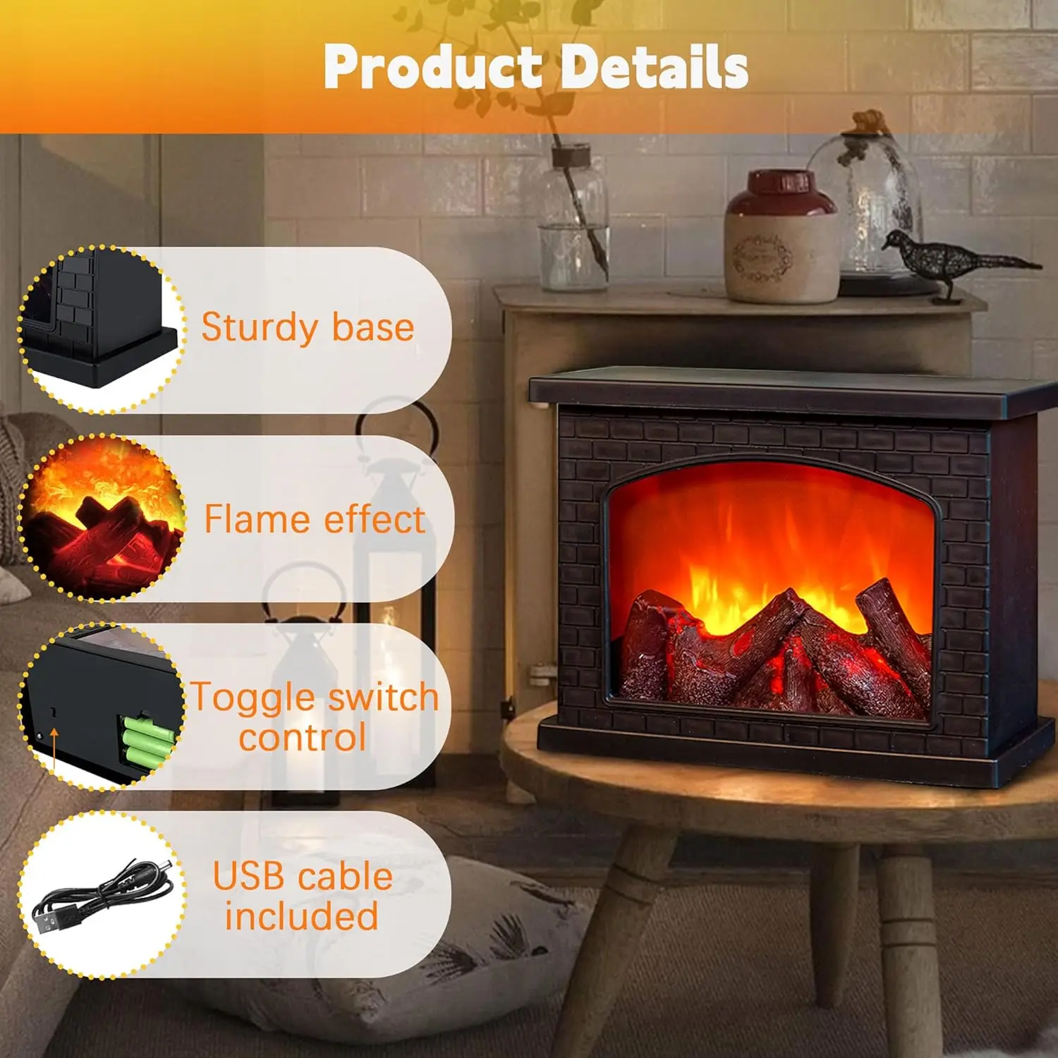 Led Simulation Flame Lamp Nordic Style Decorative Fireplace Lamp Creative Home Crafts Atmosphere Night Light