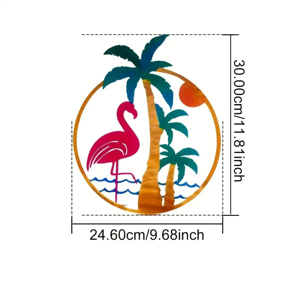 CIFBUY Metal Wall Art Flamingo Palm Tree Iron Sculpture Hanging Decor For Indoor Outdoor Perfect Gift For Animal Lovers