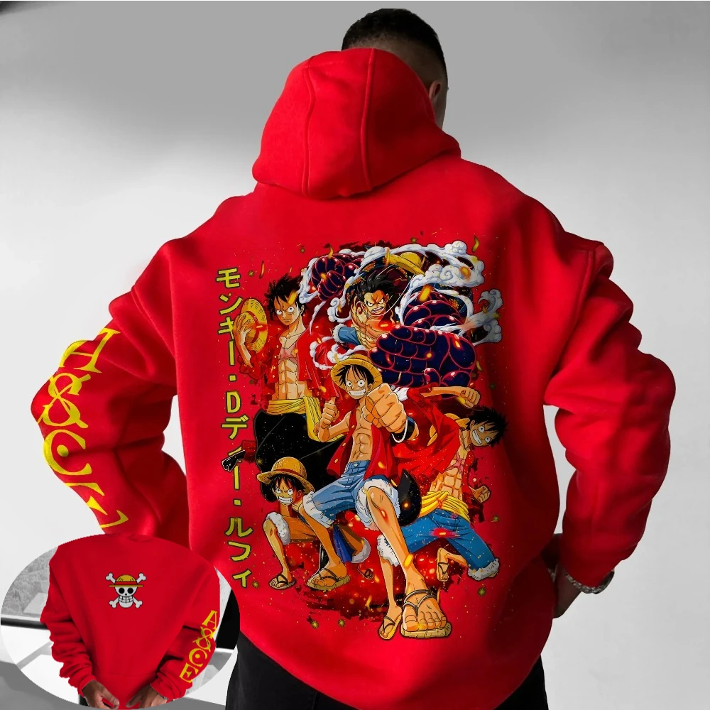 

ONE PIECE Men's Hoodie Sweater Monkey D. Luffy Anime Fashion Trend 2025 Autumn/Winter Print 100% Pure Cotton Loose Hoodie