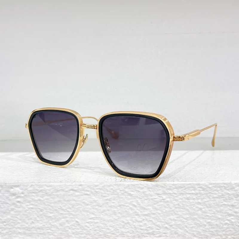 

Classic Men's High Street Black Gold Sunglasses DALIAANDRE 2024 Trendy Fashionable Sunnies INS Style Square Alloy Solar Glasses