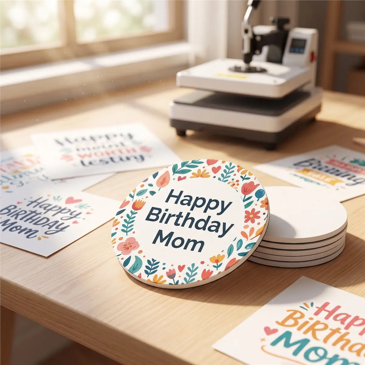 【ABFS】80PC Sublimation Blank Cup Coasters Bulk,4X4Inch Round Blank Cup Mat Rubber for Sublimation Transfer Heat Press Printing