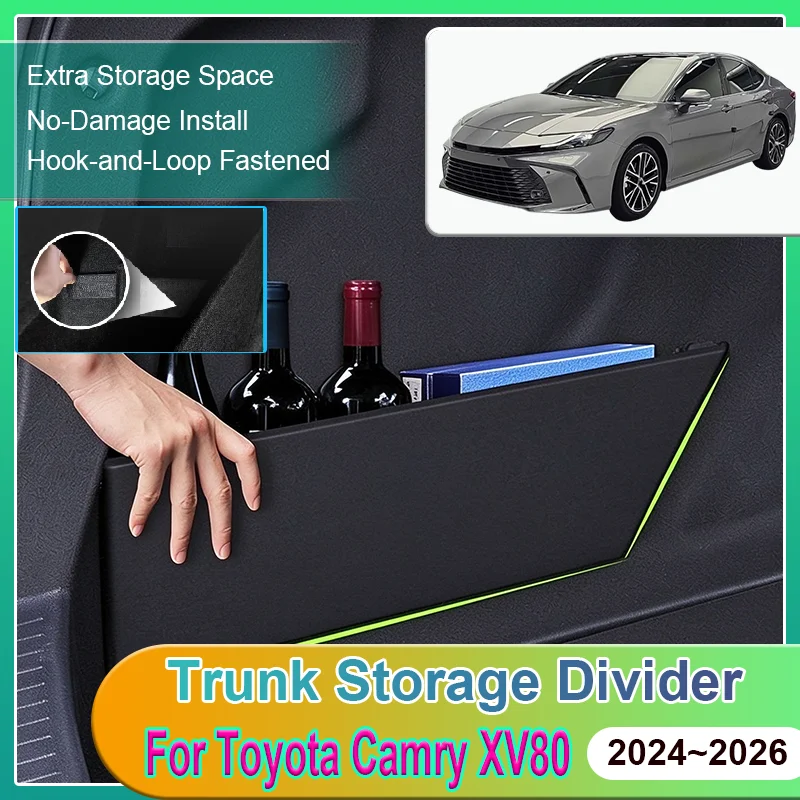 Car Trunk Storage Partition For Toyota Camry XV80 2025 Accessories 2024 2026 Rear Side Cargo Separator Organizer Baffle Panel
