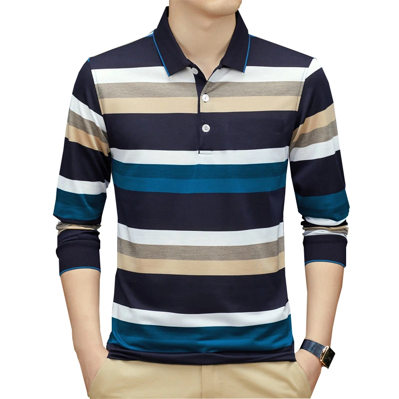 

2024 Men's New Spring and Autumn Long Sleeve Golf Polo Collar Business Fashion Casual Men's Top