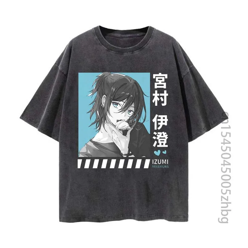 Horimiya Anime Woman Shirt Streetwear Harajuku Vintage Distressed Tshirt Manga Graphic T Shirt Men Tops Tees