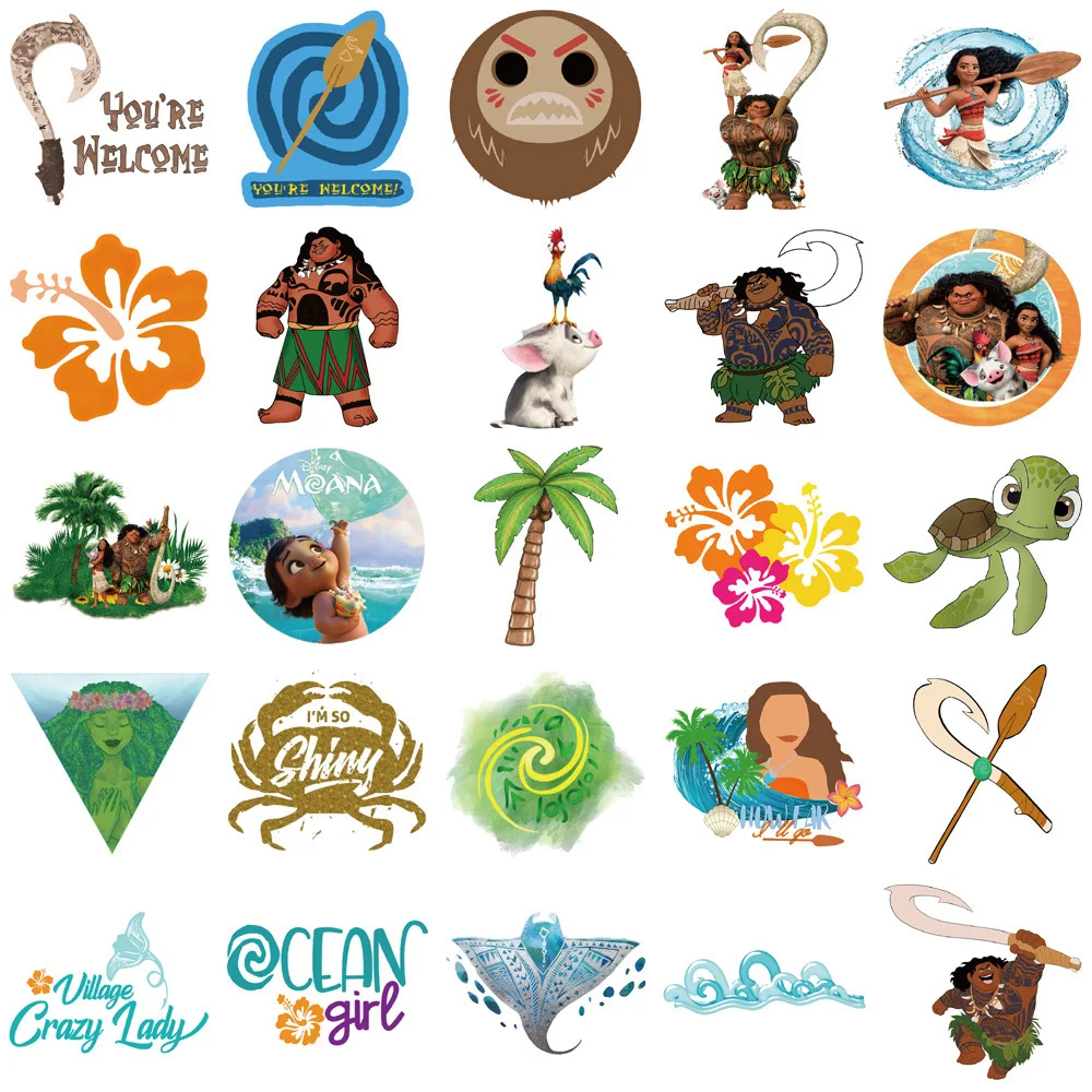 10/30/50pcs Disney Cartoon Moana Stickers Kawaii Princess Girls Sticker for Suitcase Laptop Scrapbooking Laptop Cute Toys Decal