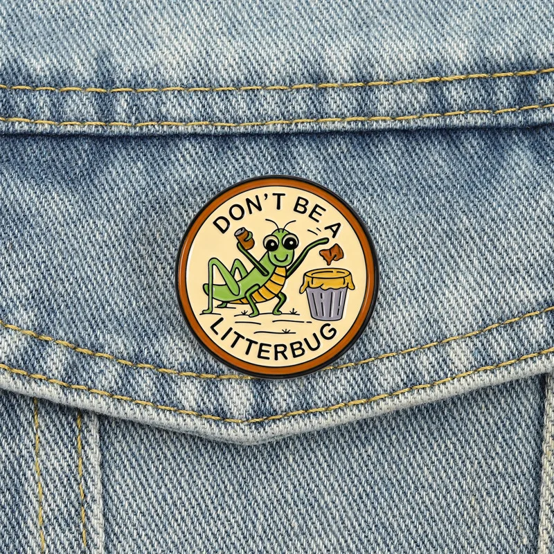 Cartoon insect-shaped badges, Don't Be a Litterbug series alloy pins, accessories for clothing and bags, gifts for friends