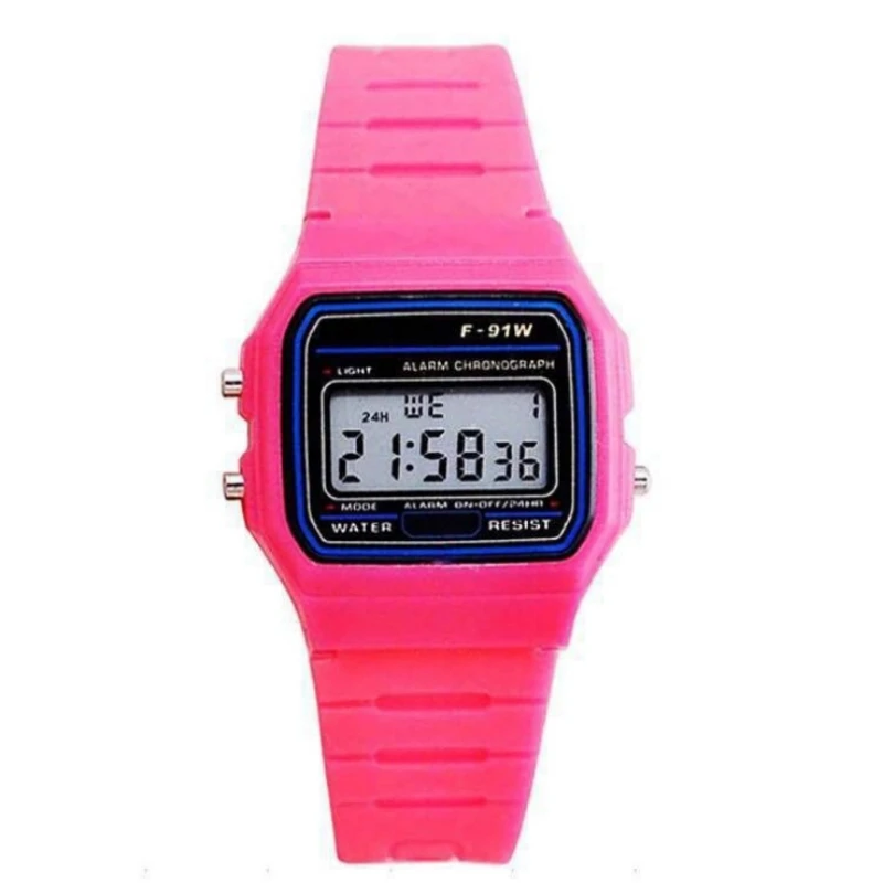 Marca de luxo Ladies Watch, Harajuku Silicone WR F-91W, Esportes LED Relógios Eletrônicos, Multifuncionais Quadrados Relógios Digitais para Homens