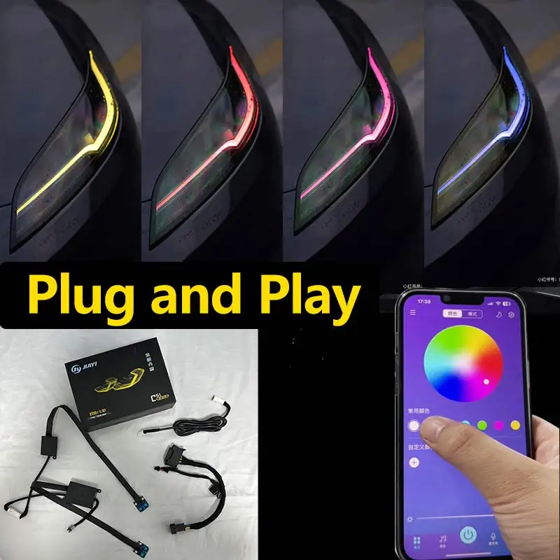 J ONE RGB CSL Multicolor for Tesla Model 3 Daytime Running Lights Yellow Blue Red Amber DRL 2023 2024 LED Board