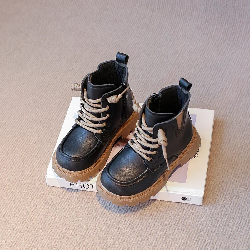 

2025 Children Casual Short Boots for Girls Autumn Winter New Fashion British Style Soft Bottom Anti-slippery Versatile Chic Shoe