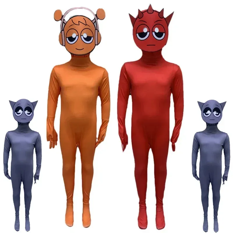 L2025l أزياء الهالوين اللطيفة Sprunki التأثيرية أزياء Sprunki Wenda Oren Raddy بدلة قفز قناع للجنسين نسخة Halloween Co