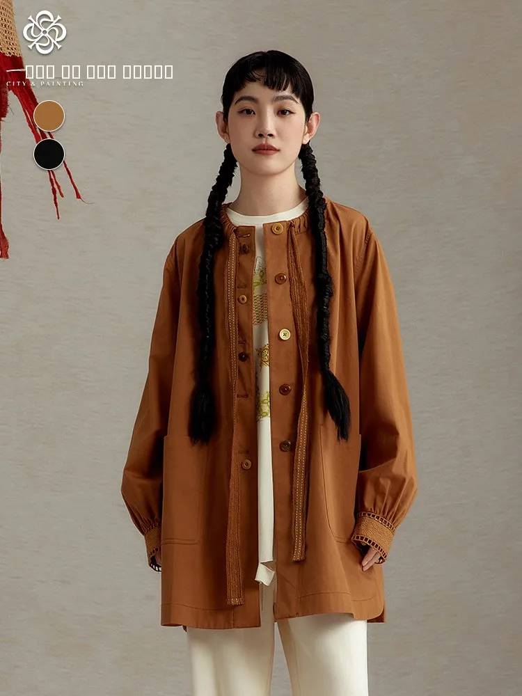 

Женская ветровка в стиле ретро, простая, свободная, с эффектом высокого качества, повседневная, модная, хлопковая.