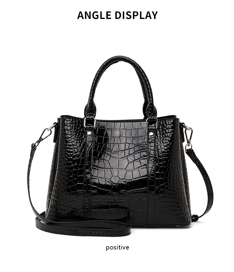 Aidani Echtleder Luxuriöse Handtasche mit Krokodilmuster für Damen, 2026 Neue Schwarze Hochwertige Große Tragetasche – Detail 7