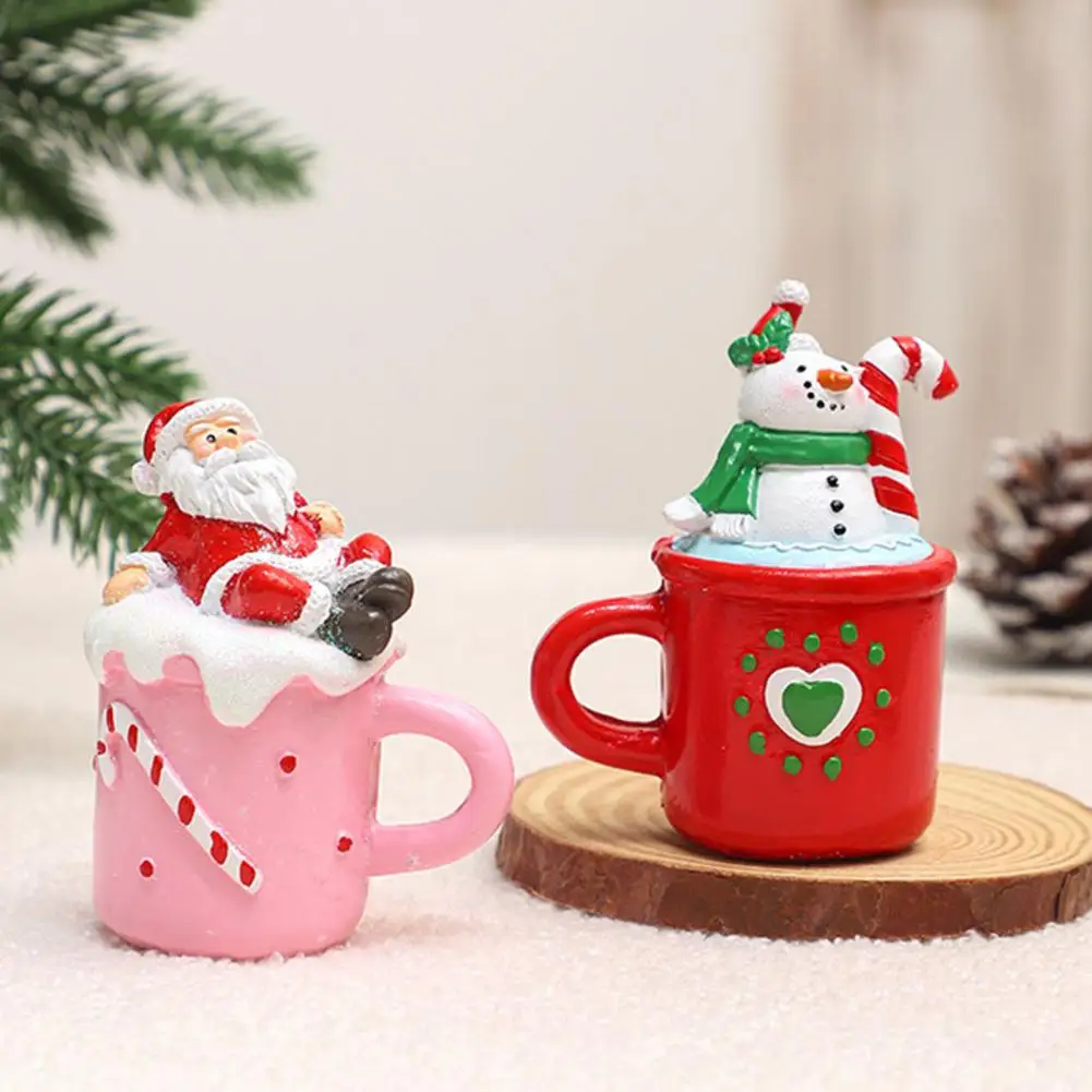 Christmas Coffee Cup Ornaments Festive Christmas Mini Coffee Mug Decor with Whipped Cream Toppers Santa Snowman for Home