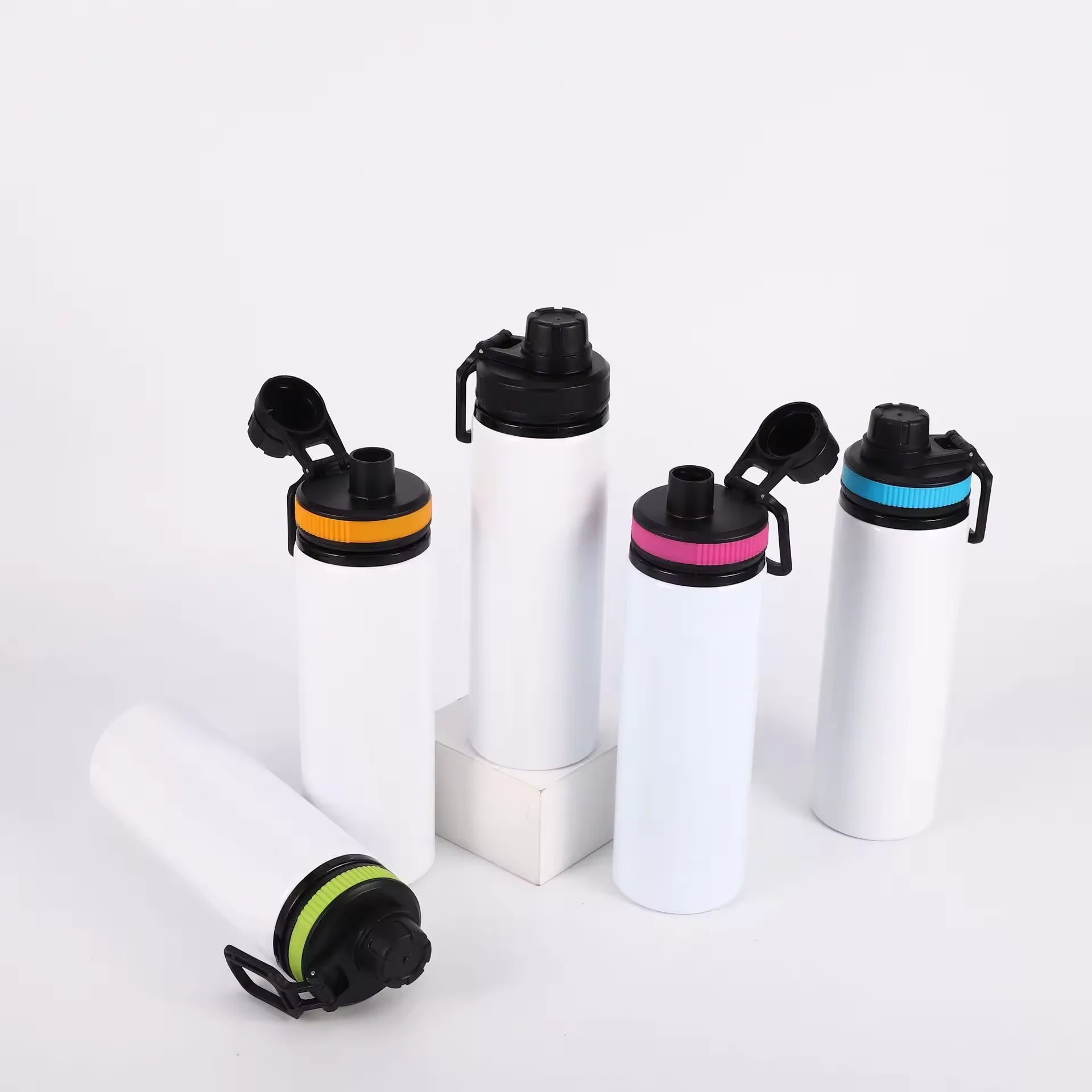 Sublimation Blanks Handle Cover 600ML Big Mouth Water Bottle Sports Gym Portable Bottle For DIY Printable Image Water Cup t