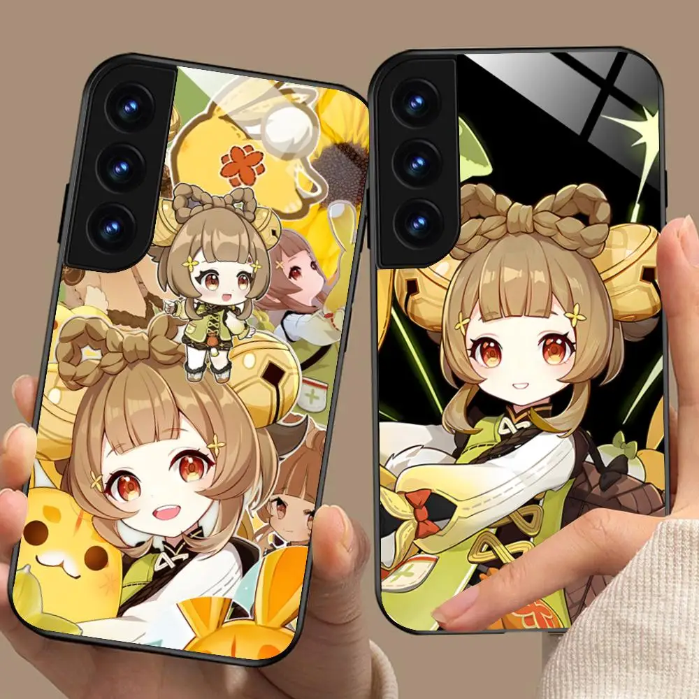 Game GI Yaoyao Glass Mobile Phone Case for Samsung Galaxy S26 S25 S24 S23 S22 S21 S20 Note20 Plus FE Ultra Colorful Cover