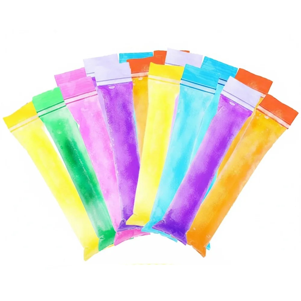 50/100Pcs Food Grade PE Material Disposable Popsicle Bags Leakproof Sealed Transparent Clear Ice Pop Mold Bags Colorful