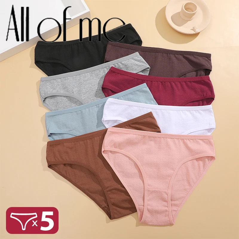 5Pcs Cotton Panties Plus Size Underwear Women Panty Underwear Sexy Female Lingerie Briefs Solid Color Intimate Pantys For Women