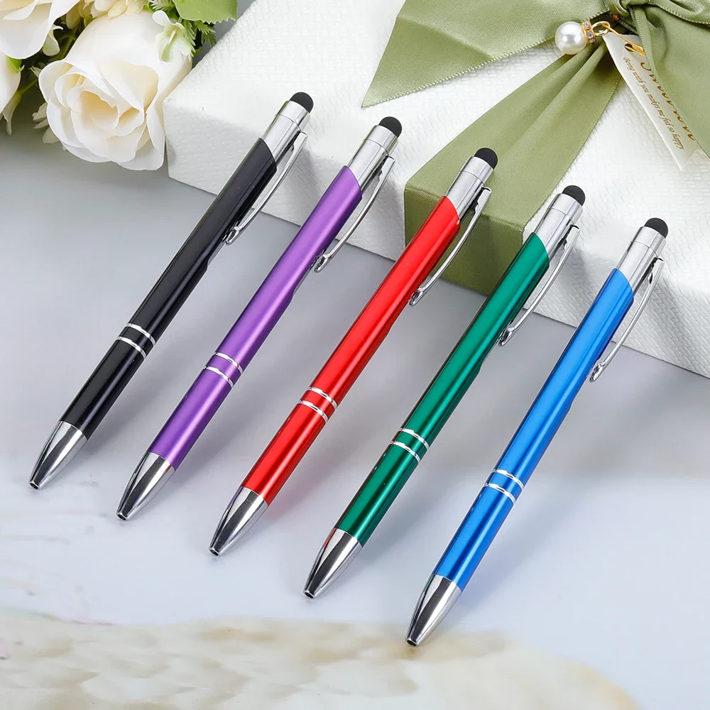 Stylo à bille multicolore en métal 2 en 1, bureau d'affaires, cadeau de fête d'anniversaire, école, papeterie, encre noire, 10 pièces