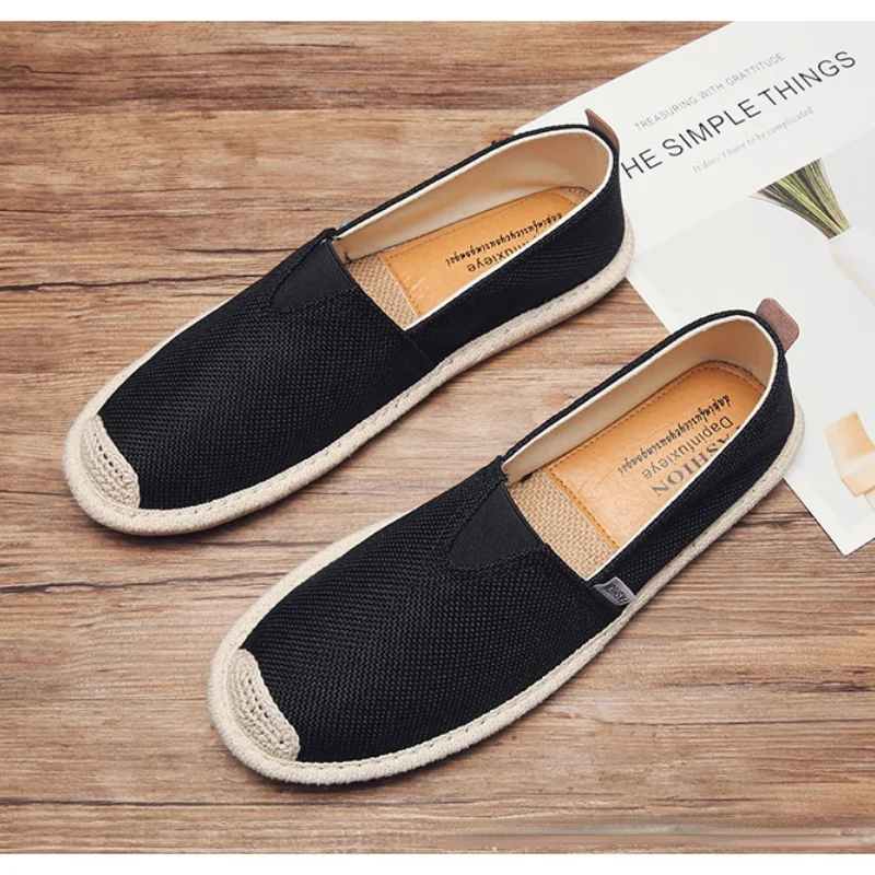 Men Casual Shoes Breathable Walking Flats Slip-on Loafers 2022 Chinese Style Handmade Linen Fisherman Shoes Zapatos De Hombre