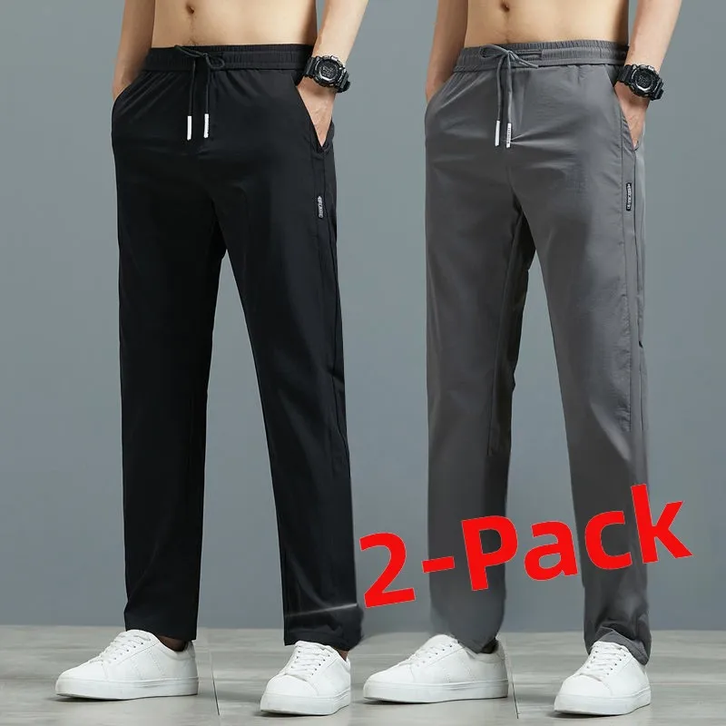 

Men's Ice Silk Loose Straight Leg Work Trousers Wear Resistant for Office And Construction Site Summer Qui Dry Casual Pants