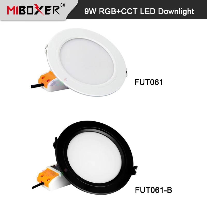 Miboxer 9W RGB+CCT LED Downlight FUT061 White/Black Dimmable Ceiling 110V 220V AC Smart Panel Light 2.4G RF Remote/Voice control