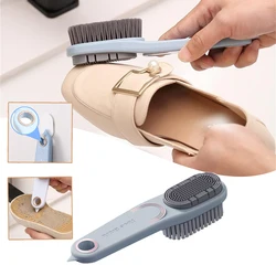 Double-Sided Shoe Brush Soft Bristled Cleaning Brush Silicone brush head Long Handle Brush Clothes Shoes Household Cleaner tools