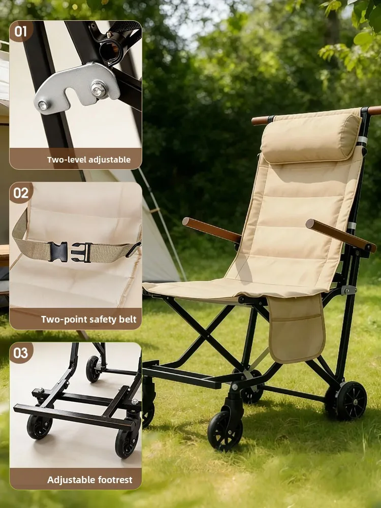 Lightweight Portable Folding Wheelchair Travel Cart Elderly Shopping Cart Multi-Functional Simple Design Easy to Carry