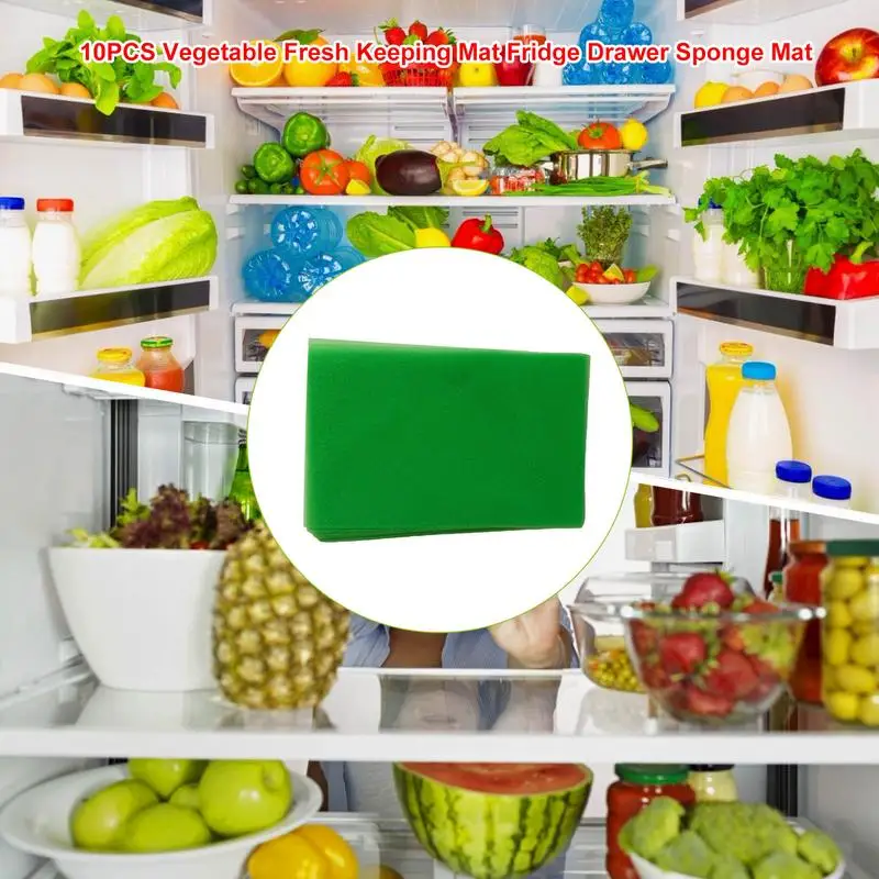 10PCS Vegetable Fresh Keeping Mat Fridge Drawer Sponge Mat Filter Sponge Refrigerator Mat And Mildewproof Mat