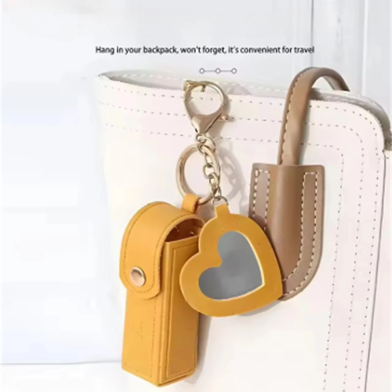 Multi-color Portable Lipstick Bag, Mini Heart Shaped Design with Mirror, Cosmetic Storage Pouch
