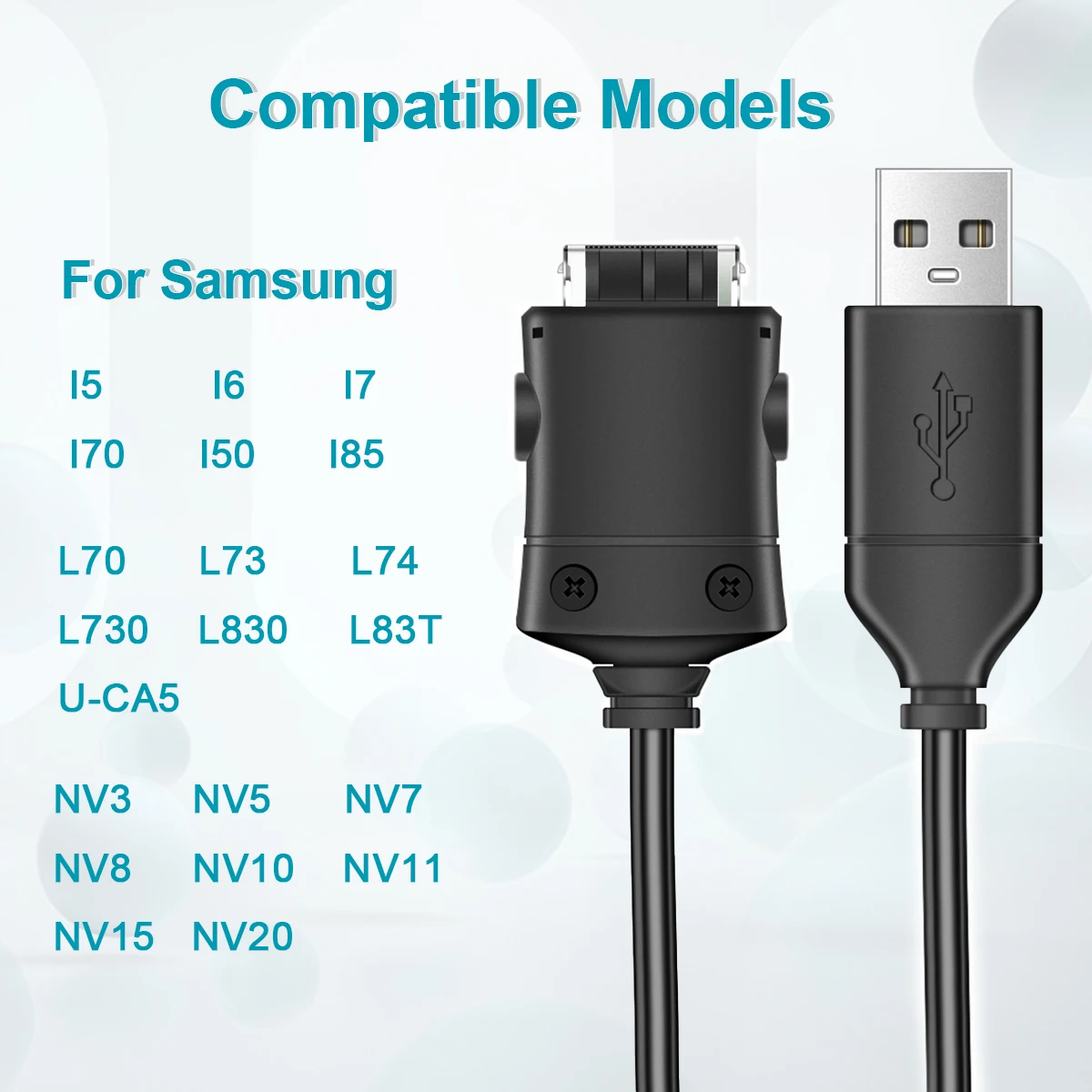 Kabel USB SUC-C2 do Samsung L70, L73, L74, L730, L830, L83T, U-CA5, NV3, NV5, NV7, i5, i6, i7, i70, i85, NV8, NV10, NV11, NV15 Kabel do ładowania — zdjęcie produktu 3
