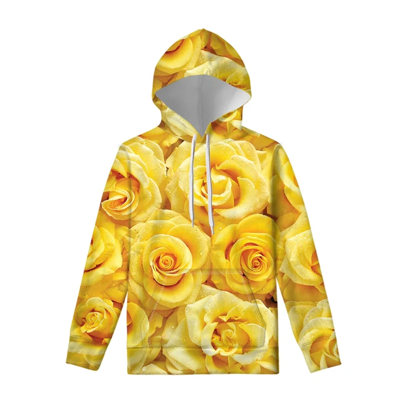 Flower Hoodies Spring Fashion 3D Print Men Hoodie Street Personality Loose Top Oversized Autumn Coat Sweatshirt Unisex Hoody