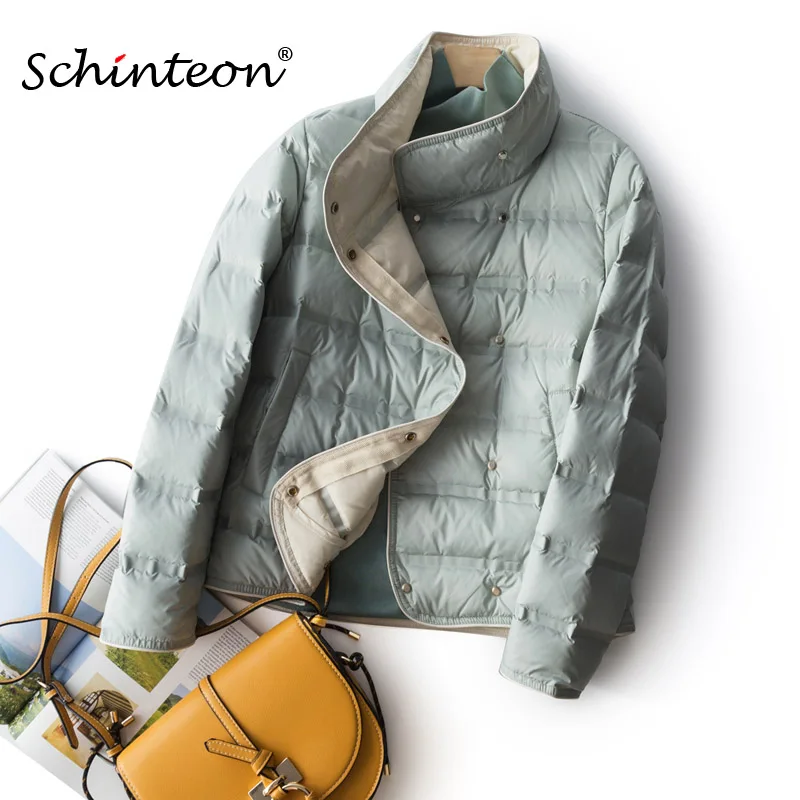 Schinteon Women Ultralight Down Jacket Simple Casual Solid Color Short Outwear Spring Autumn Coat Female New 2026 Fashion