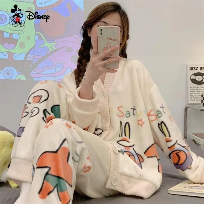 منتج جديد أنيمي طالب سترة دافئة منامة مجموعة Kawaii المرأة الخريف الشتاء سميكة ملابس المنزل اليابانية قطعتين مجموعة