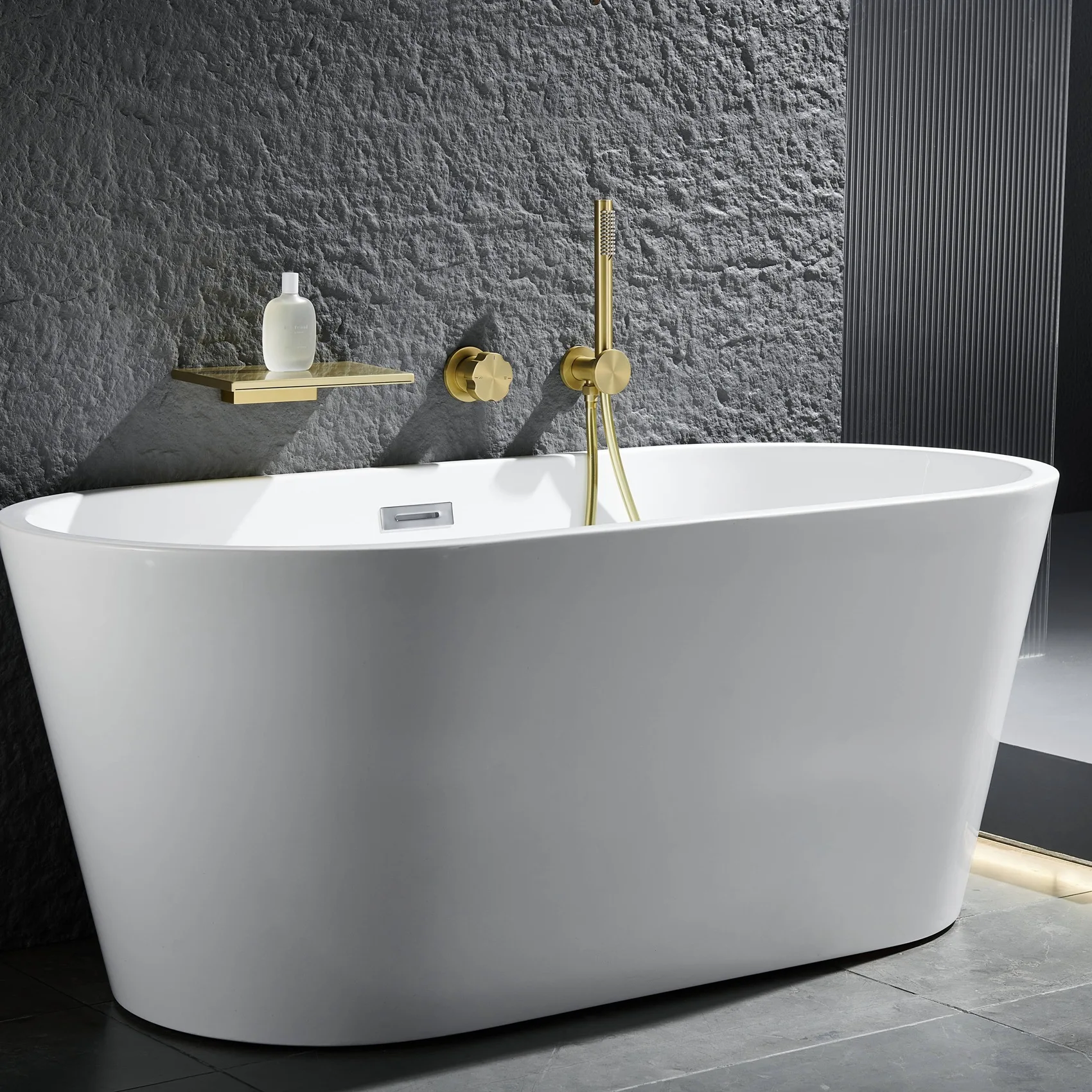 

Brushed Gold Bathroom Bathtub Mixer Set Black Brass Waterfall Bath Shower Faucets Wall Mounted Bathtub Shower Faucet Set