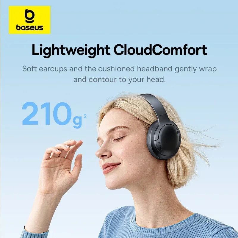 Baseus BH1 Lite Headphones Wireless Bluetooth 6.0 Earphones ENC Call Noise Reduction Earbuds Super Bass Hit 80H Playtime Headset