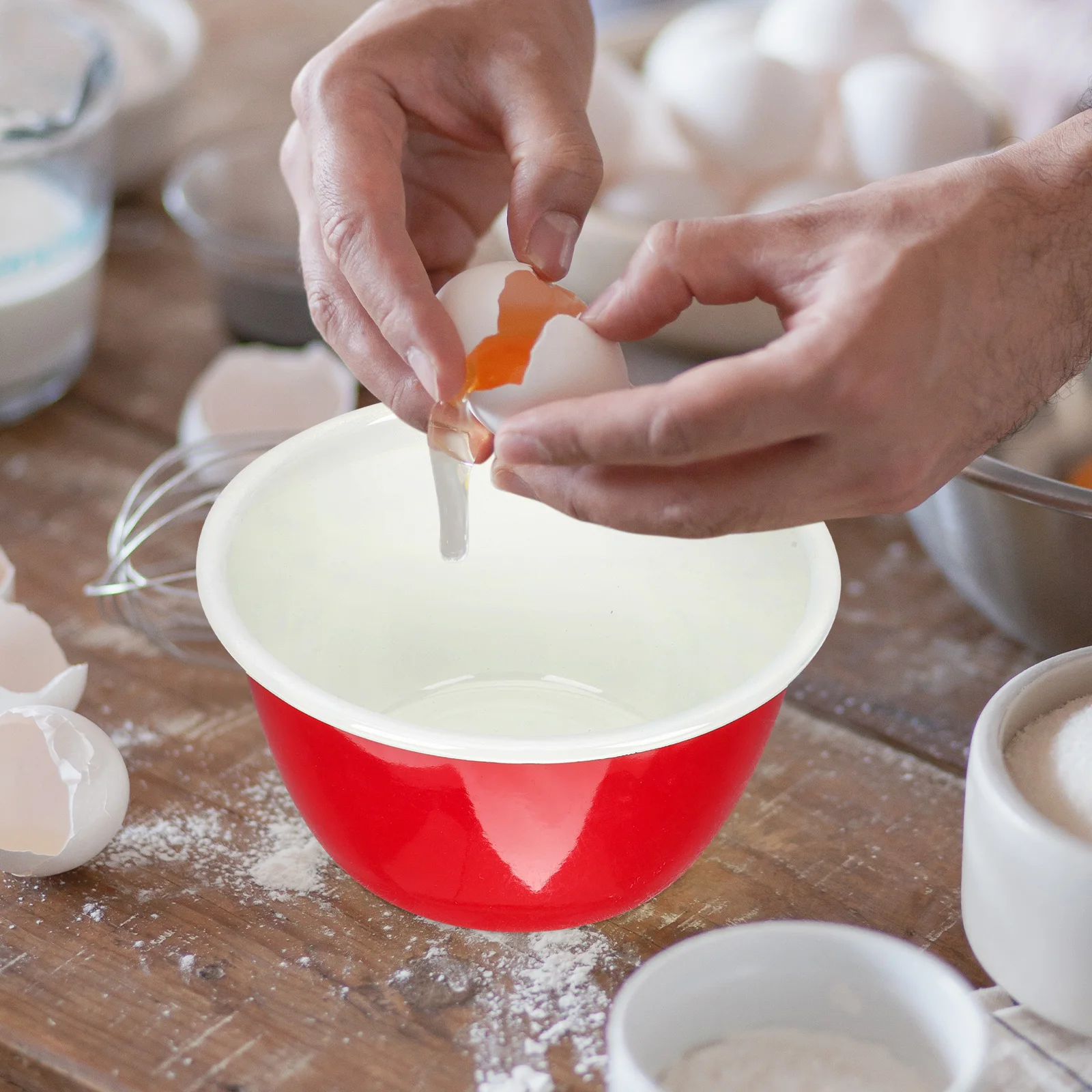 

Enamel Mixing Bowl Porcelain for Kitchen Salad Soup Bowls Style Enameled Serving Food Baby