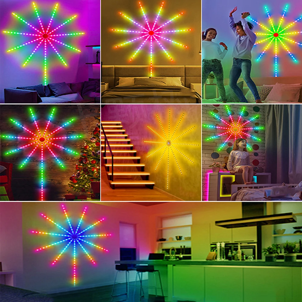 12in/20in LED Strip Lights With Remote Control 16 Million Color Changing 213 Light Modes Firework Lights